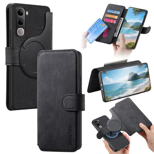 For vivo V40 SE / V40 Lite IDN CaseNeo MagSafe RFID Anti-theft Retro Leather Phone Case(Black)