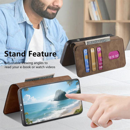 Pour vivo V40 SE / V40 Lite Étui IDN CaseNeo MagSafe RFID Antivol en cuir Rétro (Marron)