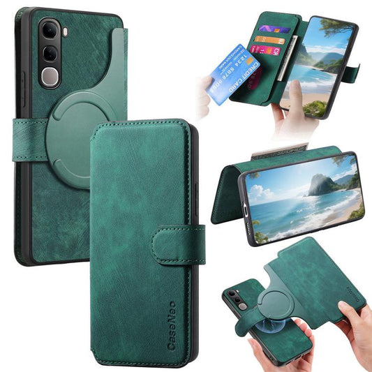 For vivo V40 SE / V40 Lite IDN CaseNeo MagSafe RFID Anti-theft Retro Leather Phone Case(Green)