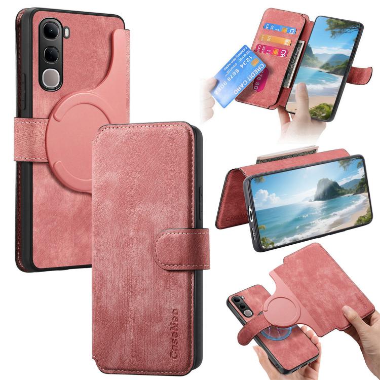 For vivo V40 SE / V40 Lite IDN CaseNeo MagSafe RFID Anti-theft Retro Leather Phone Case(Pink)