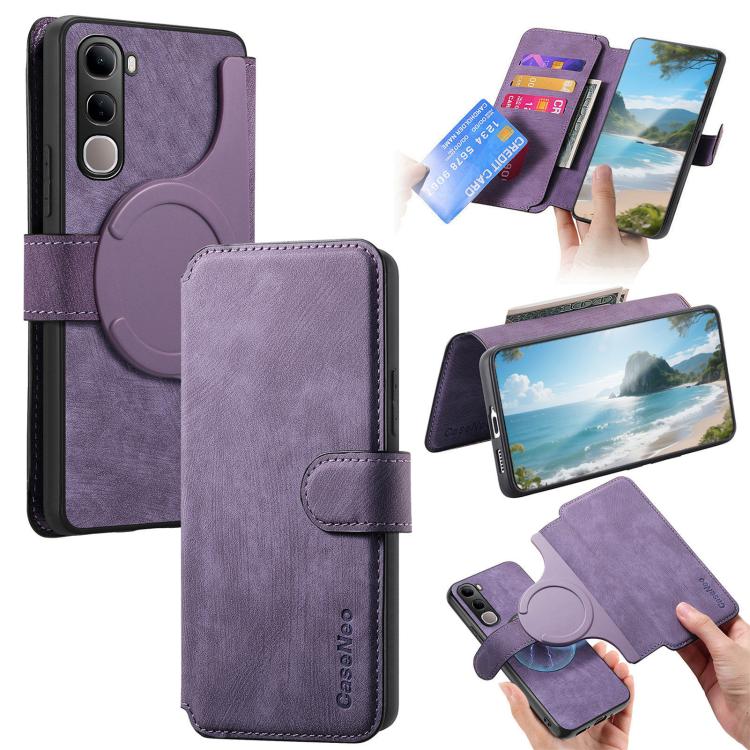 For vivo V40 SE / V40 Lite IDN CaseNeo MagSafe RFID Anti-theft Retro Leather Phone Case(Purple)
