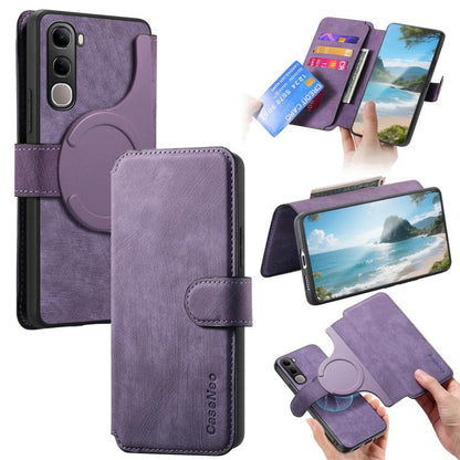 For vivo V40 SE / V40 Lite IDN CaseNeo MagSafe RFID Anti-theft Retro Leather Phone Case(Purple)