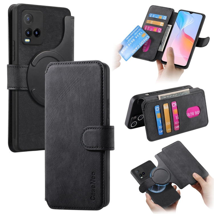 For vivo Y21s / Y32 / Y21T / Y3T CaseNeo MagSafe RFID Anti-theft Retro Leather Phone Case(Black)