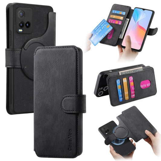 For vivo Y21s / Y32 / Y21T / Y3T CaseNeo MagSafe RFID Anti-theft Retro Leather Phone Case(Black)