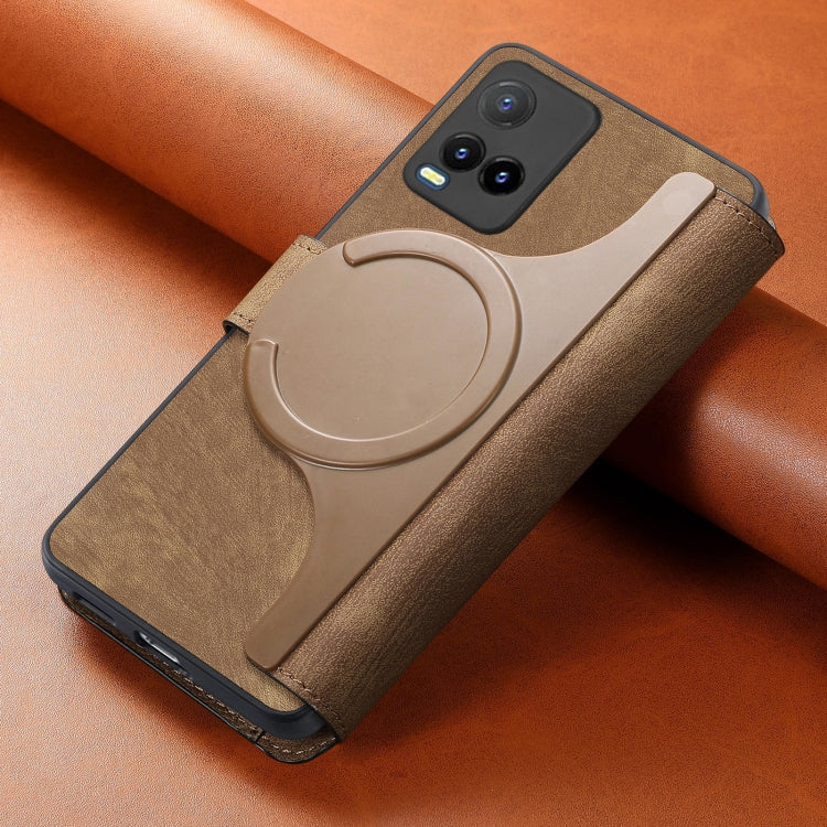 For vivo Y21s / Y32 / Y21T / Y3T CaseNeo MagSafe RFID Anti-theft Retro Leather Phone Case(Brown)