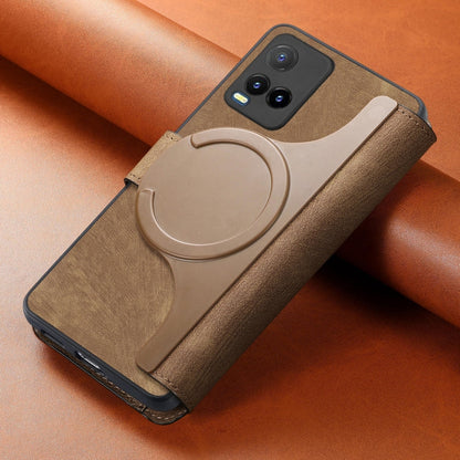 For vivo Y21s / Y32 / Y21T / Y3T CaseNeo MagSafe RFID Anti-theft Retro Leather Phone Case(Brown)