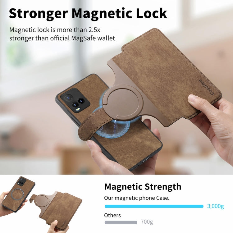 For vivo Y21s / Y32 / Y21T / Y3T CaseNeo MagSafe RFID Anti-theft Retro Leather Phone Case(Brown)
