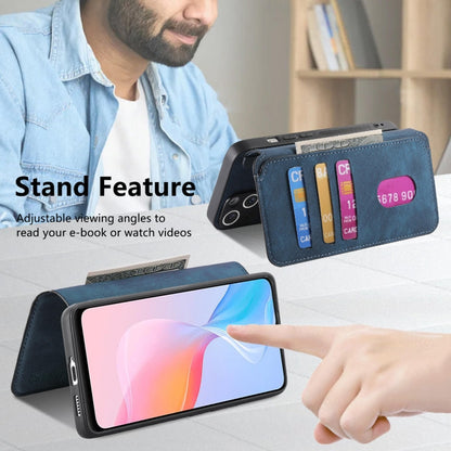 Pour étui vivo Y21s / Y32 / Y21T / Y3T Étui de téléphone en cuir rétro anti-RFID Neo MagSafe (bleu)