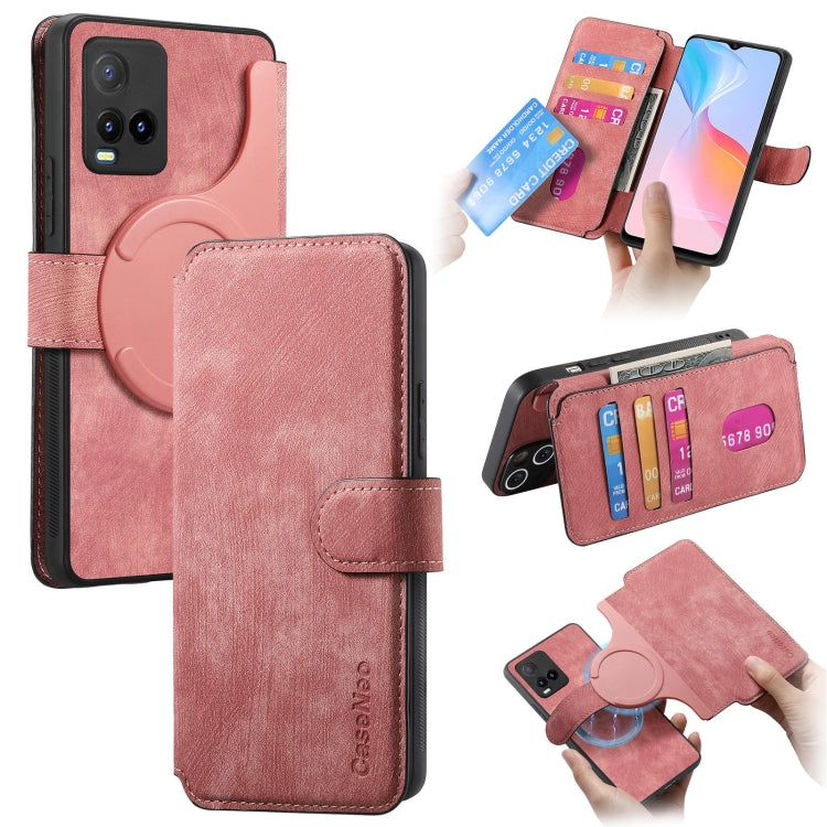 For vivo Y21s / Y32 / Y21T / Y3T CaseNeo MagSafe RFID Anti-theft Retro Leather Phone Case(Pink)