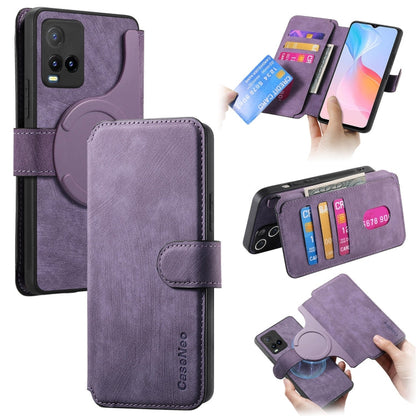 For vivo Y21s / Y32 / Y21T / Y3T CaseNeo MagSafe RFID Anti-theft Retro Leather Phone Case(Purple)