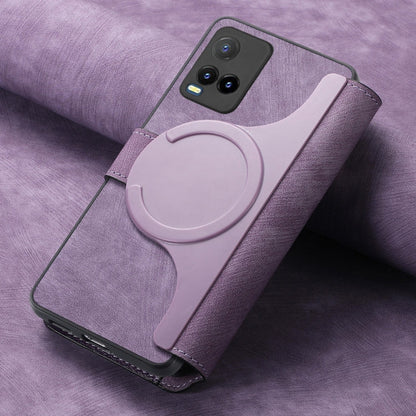 For vivo Y21s / Y32 / Y21T / Y3T CaseNeo MagSafe RFID Anti-theft Retro Leather Phone Case(Purple)