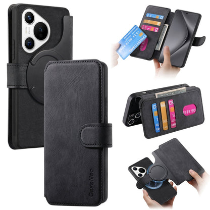 Pour Huawei Pura 70 Coque en cuir rétro avec MagSafe et protection RFID (Noir)