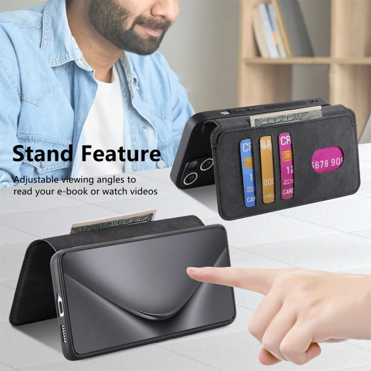Pour Huawei Pura 70 Coque en cuir rétro avec MagSafe et protection RFID (Noir)