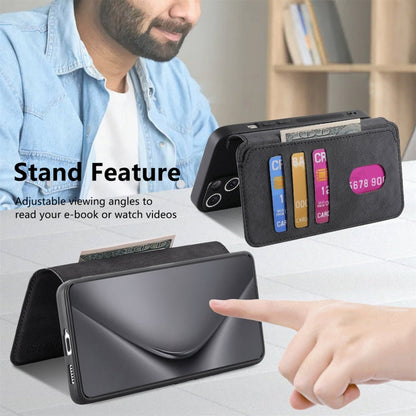 Pour Huawei Pura 70 Coque en cuir rétro avec MagSafe et protection RFID (Noir)