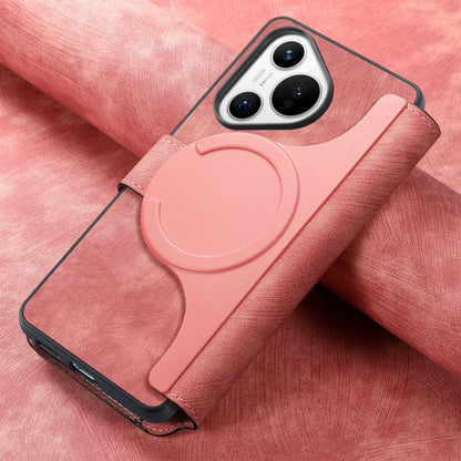Pour l'étui Huawei Pura 70 – Housse de téléphone en cuir rétro Neo MagSafe avec protection RFID et anti-vol (rose)