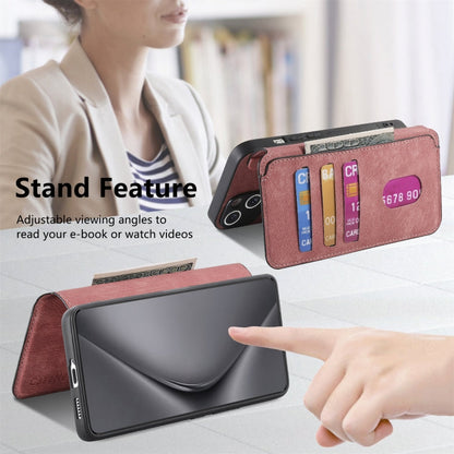 Pour l'étui Huawei Pura 70 – Housse de téléphone en cuir rétro Neo MagSafe avec protection RFID et anti-vol (rose)