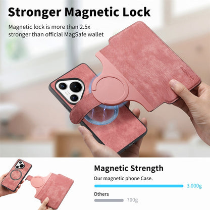 Pour l'étui Huawei Pura 70 – Housse de téléphone en cuir rétro Neo MagSafe avec protection RFID et anti-vol (rose)