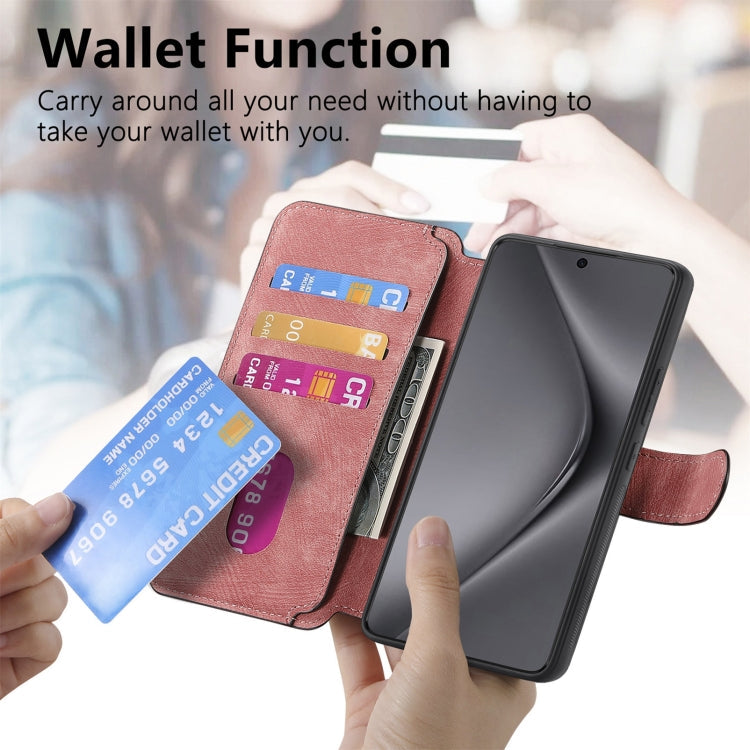 Pour l'étui Huawei Pura 70 – Housse de téléphone en cuir rétro Neo MagSafe avec protection RFID et anti-vol (rose)