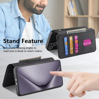 Pour Huawei Pura 70 Pro Coque Antivol RFID MagSafe Rétro en Cuir (Noir)