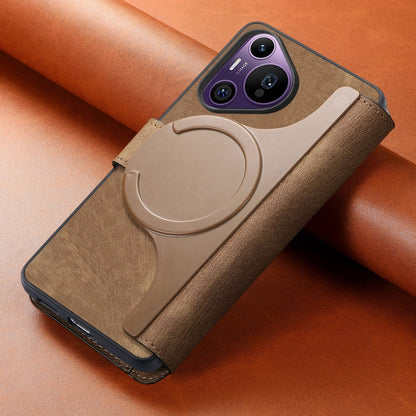 Pour étui Huawei Pura 70 ProÉtui de téléphone en cuir rétro antivol Neo MagSafe RFID (marron)