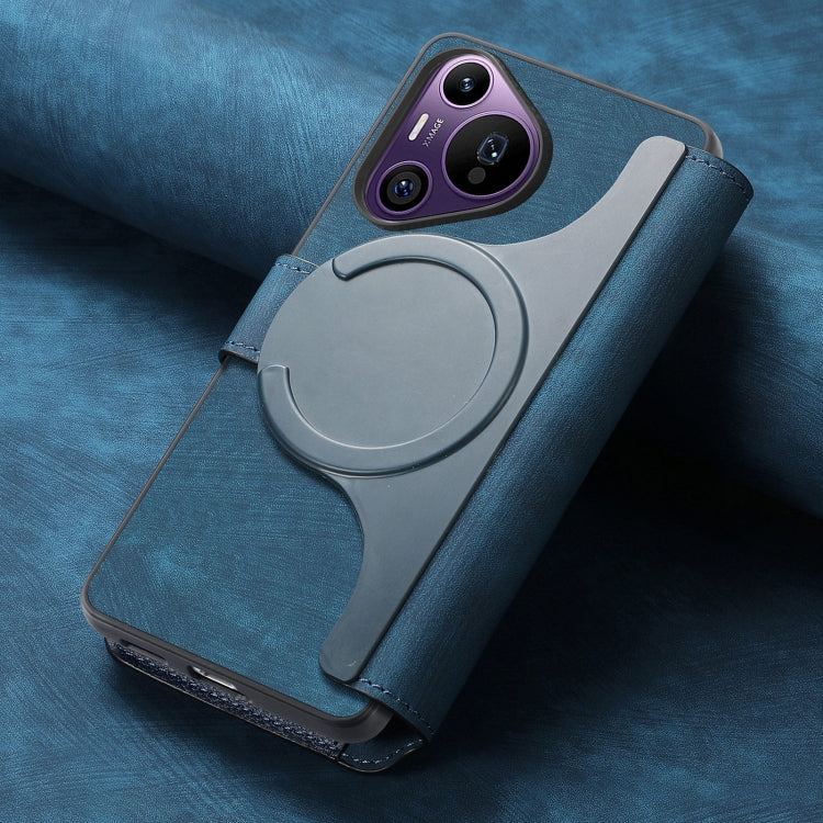 Pour Étui Huawei Pura 70 ProCoque de téléphone en cuir rétro anti-RFID Neo MagSafe (Bleu)