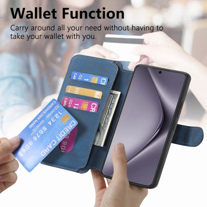 Pour Étui Huawei Pura 70 ProCoque de téléphone en cuir rétro anti-RFID Neo MagSafe (Bleu)