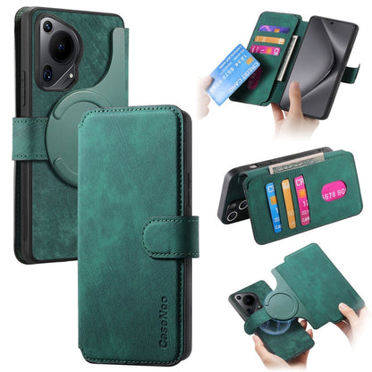 Pour Huawei Pura 70 Ultra Étui en Cuir Rétro Antivol RFID Neo MagSafe (Vert)