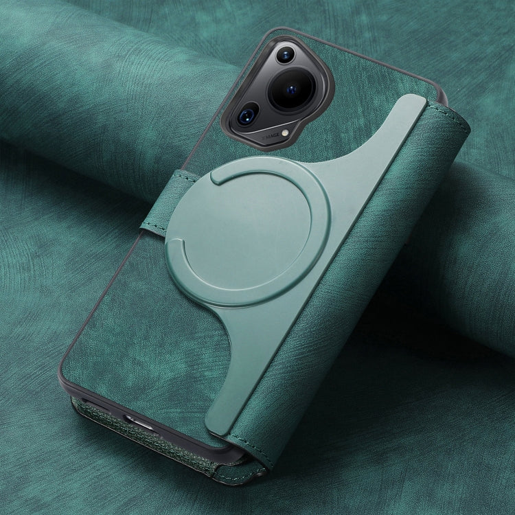 Pour Huawei Pura 70 Ultra Étui en Cuir Rétro Antivol RFID Neo MagSafe (Vert)