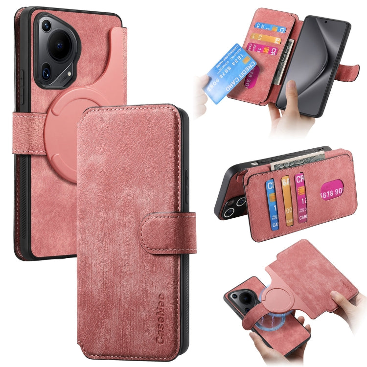 Pour étui Huawei Pura 70 Ultra Étui de téléphone en cuir rétro anti-vol Neo MagSafe RFID (rose)