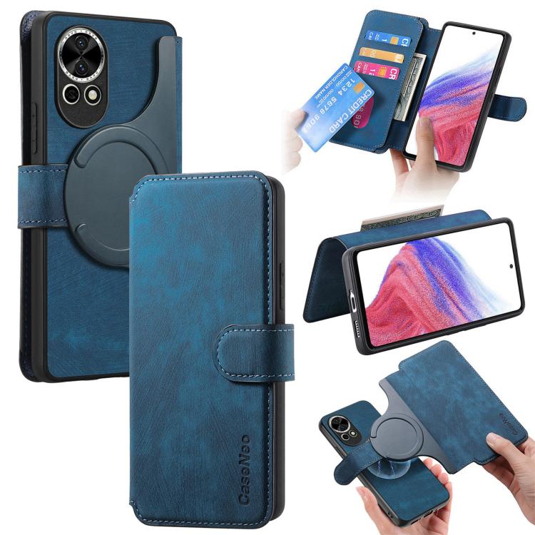For Huawei nova 12 Pro CaseNeo MagSafe RFID Anti-theft Retro Leather Phone Case(Blue)