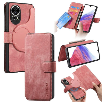 For Huawei nova 12 Pro CaseNeo MagSafe RFID Anti-theft Retro Leather Phone Case(Pink)