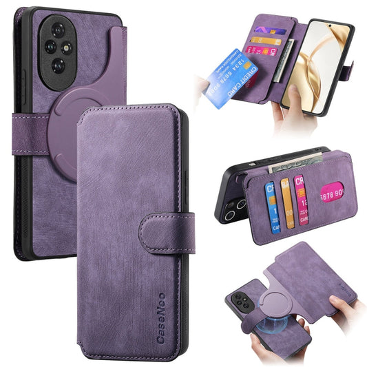 For Honor 200 CaseNeo MagSafe RFID Anti-theft Retro Leather Phone Case(Purple)