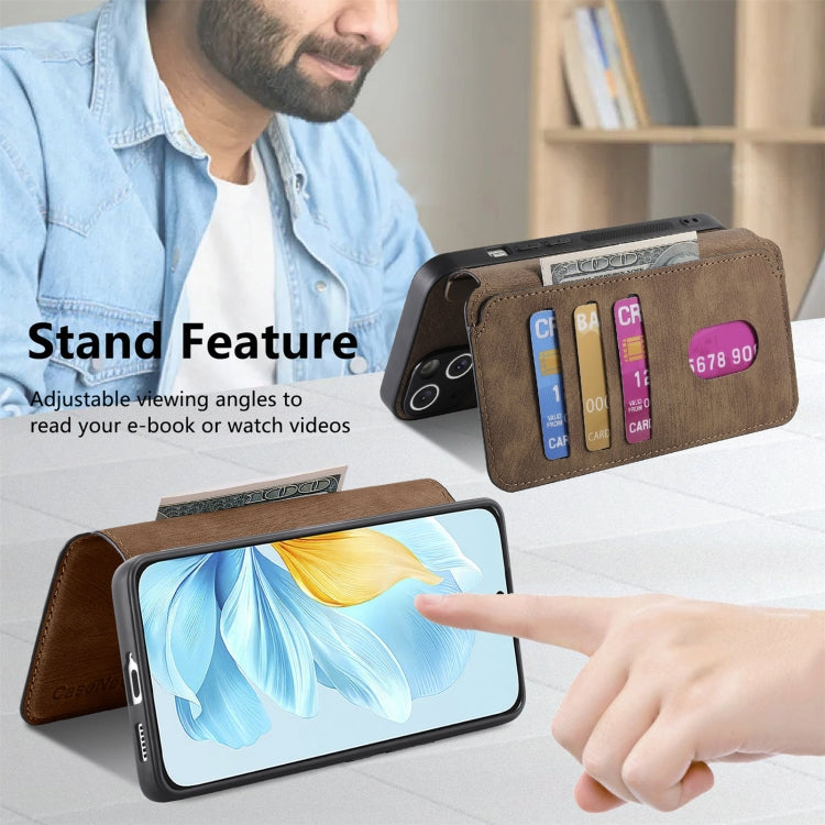 For Honor 200 Lite Global CaseNeo MagSafe RFID Anti-theft Retro Leather Phone Case(Brown)