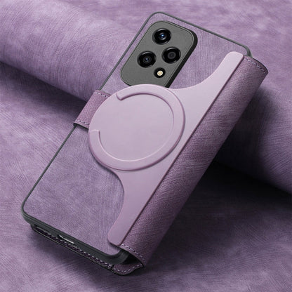 For Honor 200 Lite Global CaseNeo MagSafe RFID Anti-theft Retro Leather Phone Case(Purple)