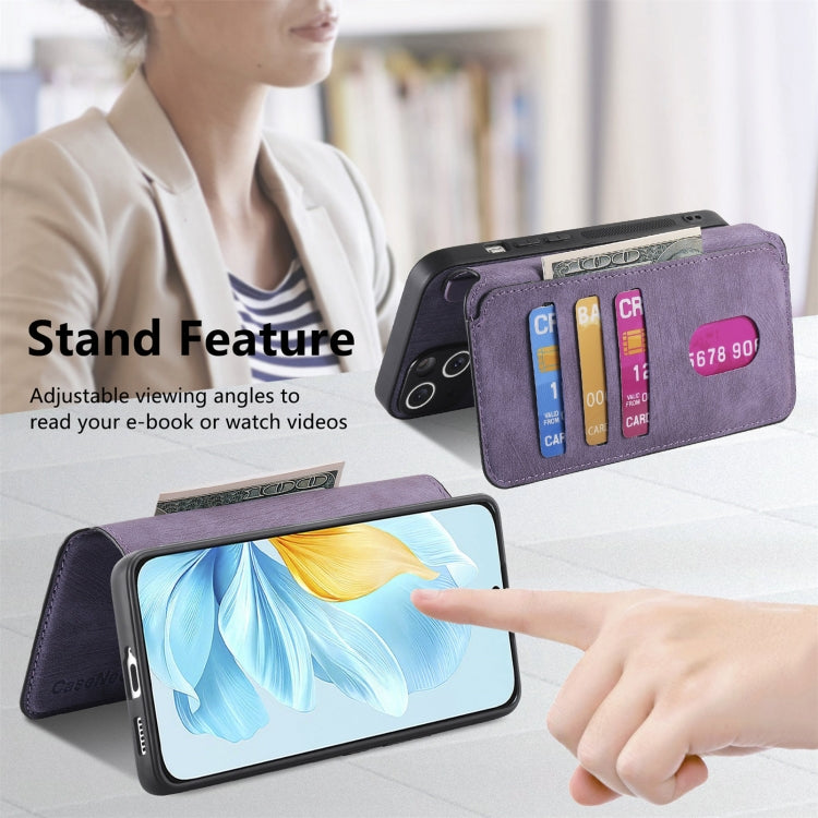 For Honor 200 Lite Global CaseNeo MagSafe RFID Anti-theft Retro Leather Phone Case(Purple)
