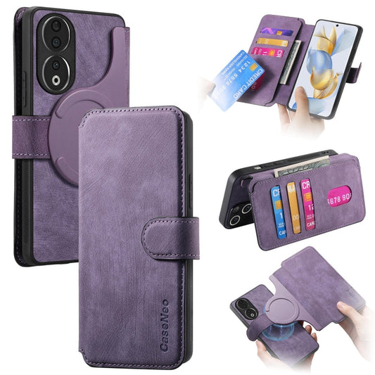For Honor 90 CaseNeo MagSafe RFID Anti-theft Retro Leather Phone Case(Purple)