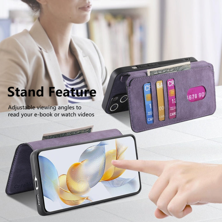 For Honor 90 CaseNeo MagSafe RFID Anti-theft Retro Leather Phone Case(Purple)