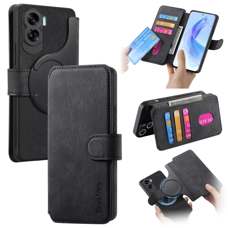 Pour Honor 90 Lite ÉtuiCoque de téléphone en cuir rétro avec protection RFID et MagSafe pour Honor 90 Lite (Noir)