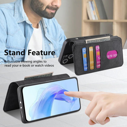 Pour Honor 90 Lite ÉtuiCoque de téléphone en cuir rétro avec protection RFID et MagSafe pour Honor 90 Lite (Noir)
