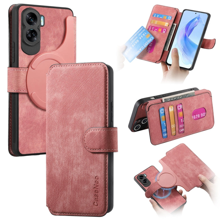 Coque Pour Honor 90 LiteÉtui de Téléphone en Cuir Rétro avec MagSafe et RFID Antivol (Rose)