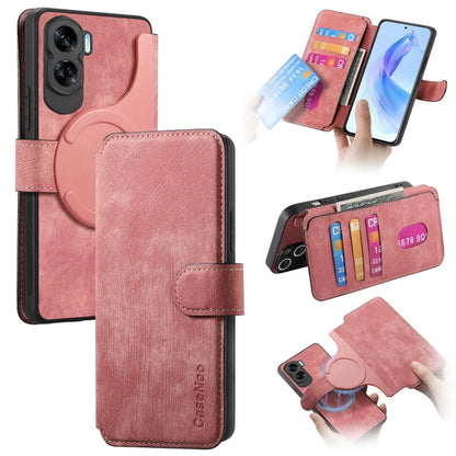 Coque Pour Honor 90 LiteÉtui de Téléphone en Cuir Rétro avec MagSafe et RFID Antivol (Rose)