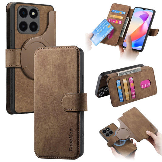 For Honor X6a CaseNeo MagSafe RFID Anti-theft Retro Leather Phone Case(Brown)