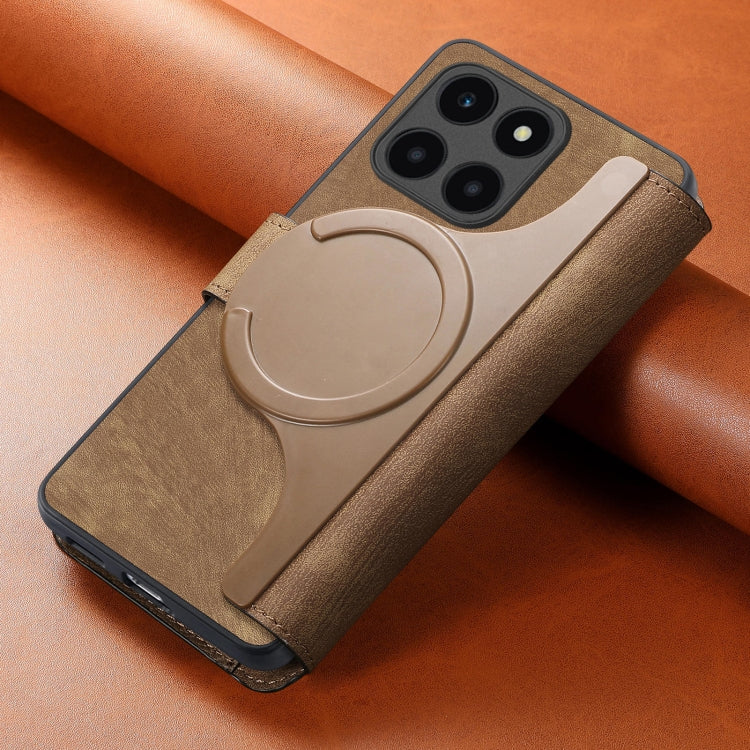 For Honor X6a CaseNeo MagSafe RFID Anti-theft Retro Leather Phone Case(Brown)