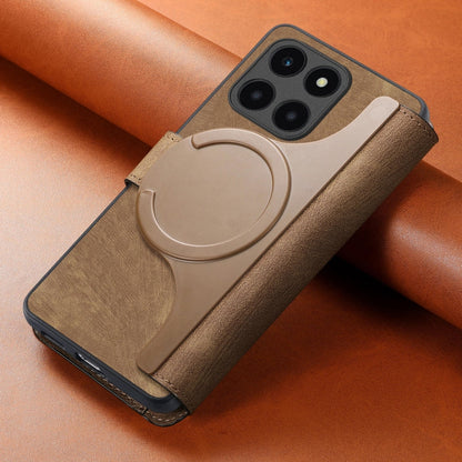 For Honor X6a CaseNeo MagSafe RFID Anti-theft Retro Leather Phone Case(Brown)