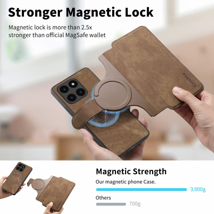 For Honor X6a CaseNeo MagSafe RFID Anti-theft Retro Leather Phone Case(Brown)