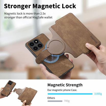For Honor X6a CaseNeo MagSafe RFID Anti-theft Retro Leather Phone Case(Brown)