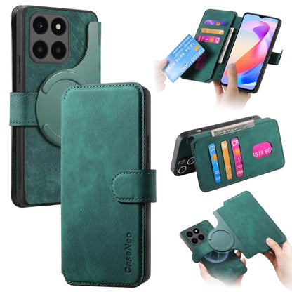 Pour Étui Honor X6a Étui de téléphone en cuir rétro avec MagSafe et protection RFID anti-vol (Vert)