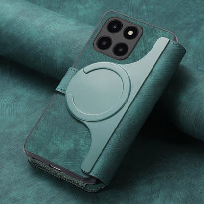 Pour Étui Honor X6a Étui de téléphone en cuir rétro avec MagSafe et protection RFID anti-vol (Vert)
