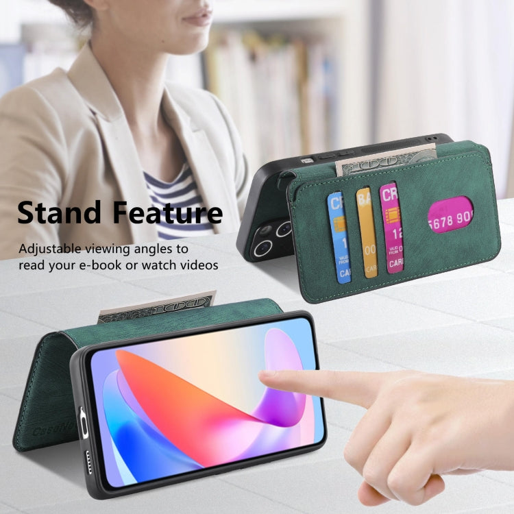 Pour Étui Honor X6a Étui de téléphone en cuir rétro avec MagSafe et protection RFID anti-vol (Vert)