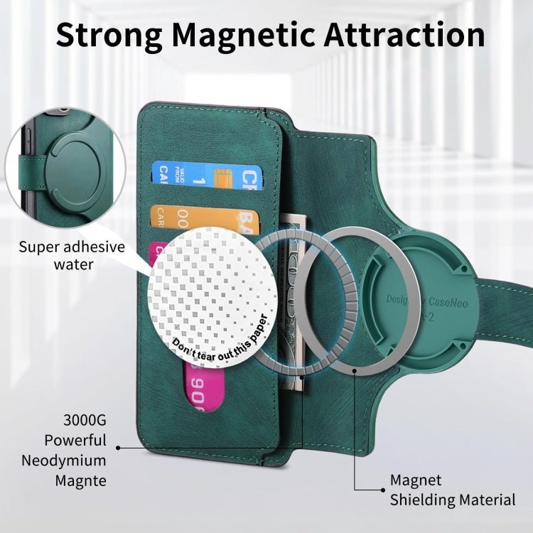 Pour Étui Honor X6a Étui de téléphone en cuir rétro avec MagSafe et protection RFID anti-vol (Vert)